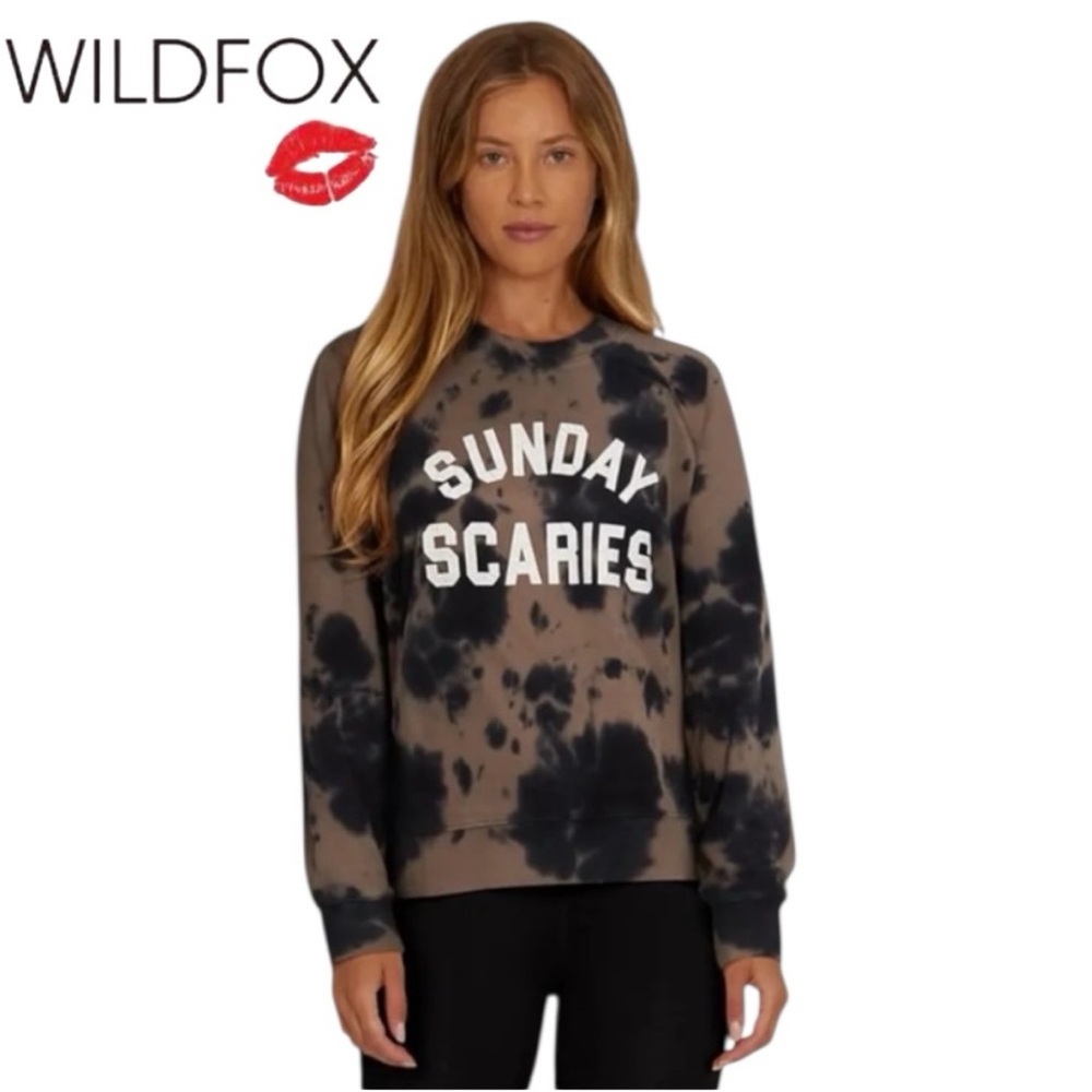 Wildfox "Sunday Scaries" Tie-Dye Sweatshirt - Black & Brown NWT